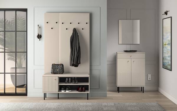 Wandgarderobe CALETTO Beige - Melamin - 34 x 137 x 2 cm