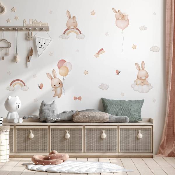 Sticker Häschen mit Regenbogen 26‑er Set 120 x 60 x 60 cm