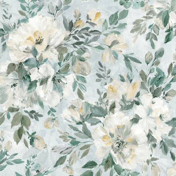 Vliestapete Elowen peony Blau - Fleece - 52 x 1000 x 1 cm