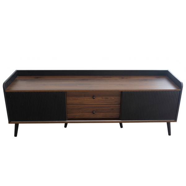 TV-lowboard met Schuifdeuren Eos I zwart - bruin - staal - 40 x 58 x 160 cm