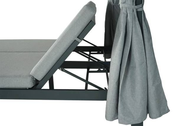 Lounge-Gartenliege J66 Grau - Metall - Textil - 205 x 208 x 190 cm
