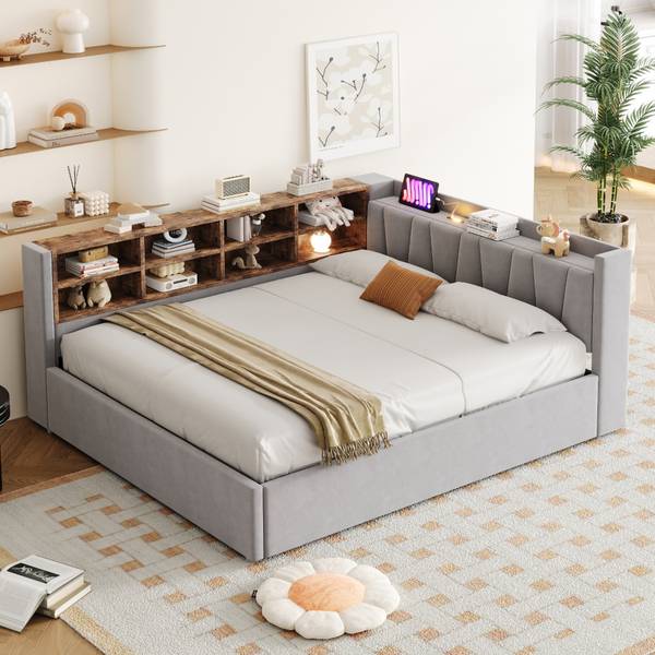 Kinderbett K-1535 Grau - Holzwerkstoff - 151 x 81 x 215 cm