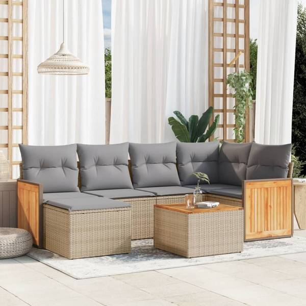 Canapés de jardin 3036079-2 (lot de 7) Beige - Gris - Gris lumineux