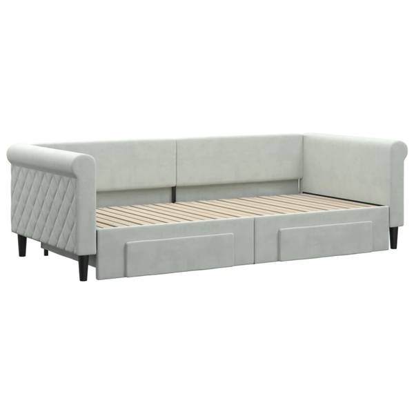Lit de jour avec lit gigogne 3030086 Gris - Bois massif - 100 x 68 x 229 cm
