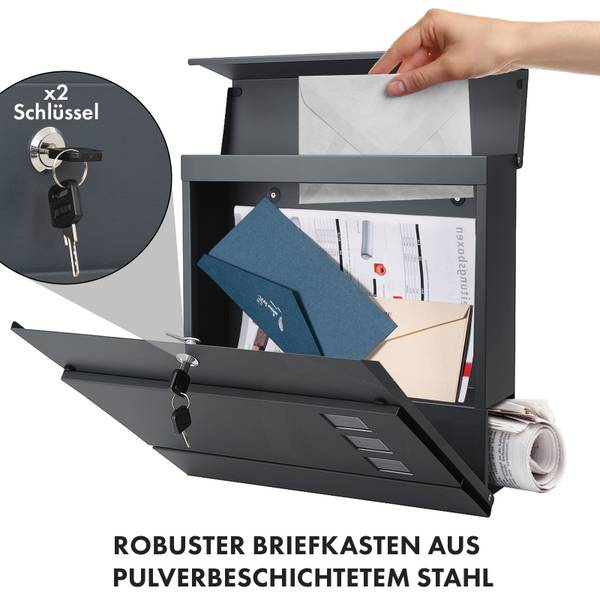Briefkasten Jules Grau - Stahl - 37 x 37 x 11 cm