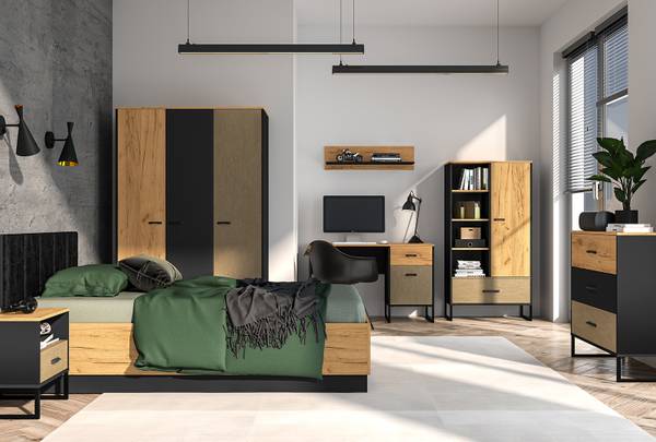 Bett Colt Braun - Holzwerkstoff - 126 x 90 x 208 cm