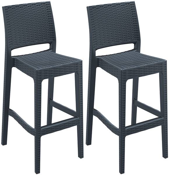 Barhocker Jamaica 2er Set Grau - Polyamid - 40 x 108 x 51 cm