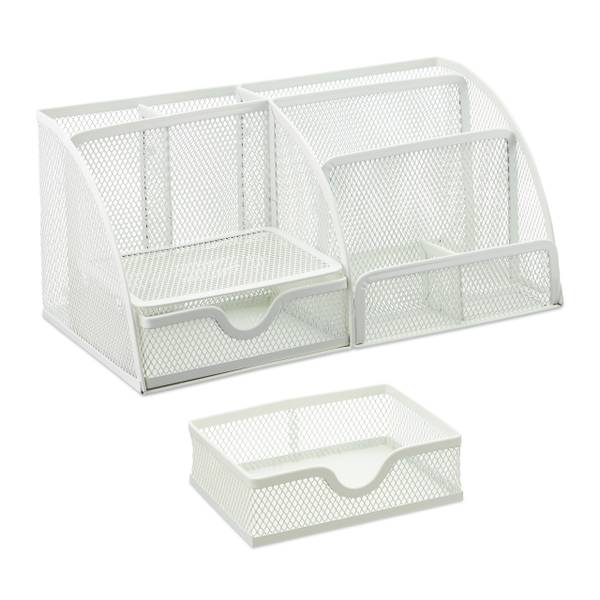 Schreibtisch Organizer Weiß Weiß - Stahl - 28 x 13 x 14 cm