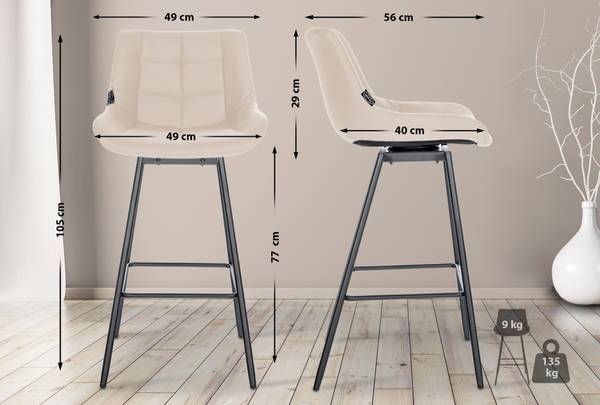 Barkrukken Weston crèmekleurig - kunstleer