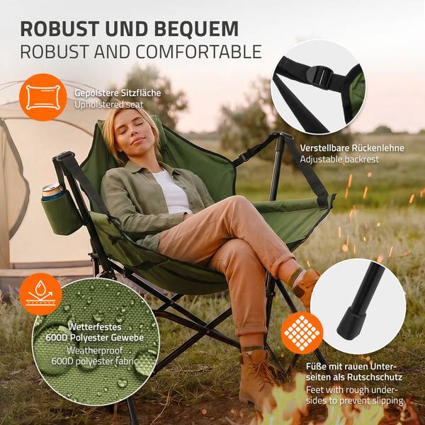 Campingstuhl Schaukelstuhl SWING-C Grün - Metall - Textil - 105 x 107 x 82 cm