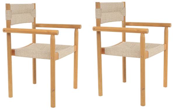 Gartenstühle OVALLE 2er Set Braun - Massivholz - 50 x 87 x 59 cm