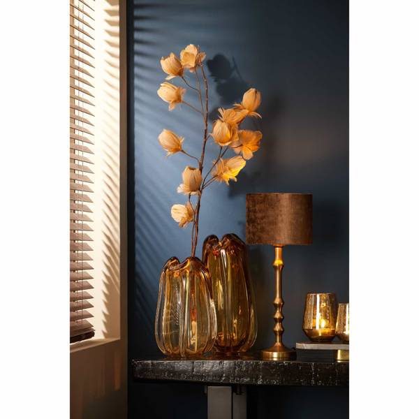 Abat-jour Gemstone Marron - Tissu structuré - Acier - 20 x 15 x 20 cm