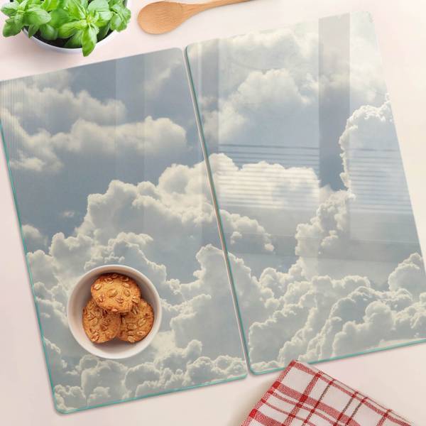 Snijplank Wolk 2-dlg wit - glas - 52 x 1 x 30 cm