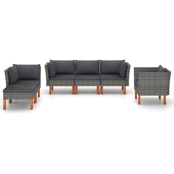 Garten-Sofa-Set 3011728-1 (6-teilig) Anthrazit - Grau