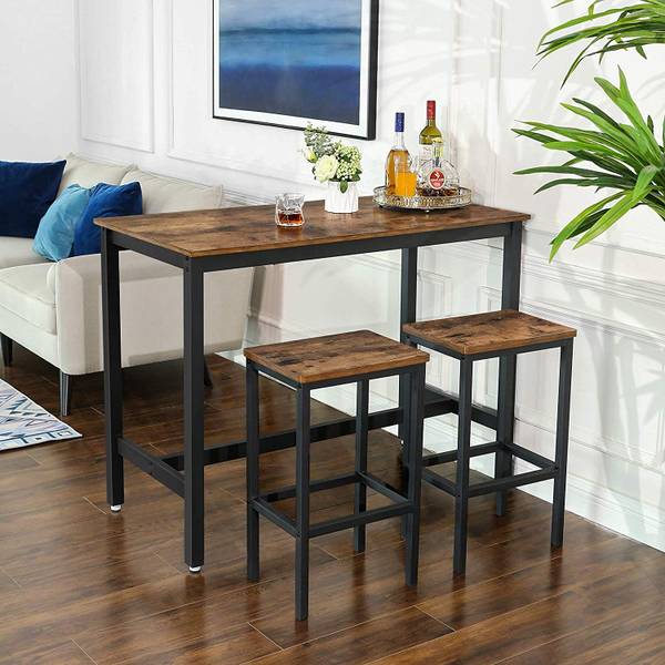 2er-Set Barhocker im Industrie-Design Braun - Holzwerkstoff - 30 x 65 x 40 cm