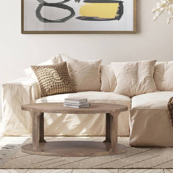 Couchtisch TIANJIN Braun - Samt - Mango - 100 x 45 x 100 cm