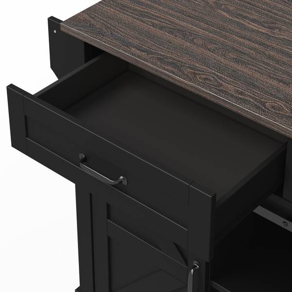 Küchenwagen WoodyEve Ⅲ Schwarz - Holzwerkstoff - 70 x 91 x 120 cm