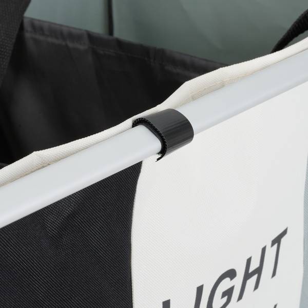 Faltbarer Wäschesammler 3 Fächer Schwarz - Grau - Weiß - Polyester - Aluminium - 65 x 60 x 37 cm