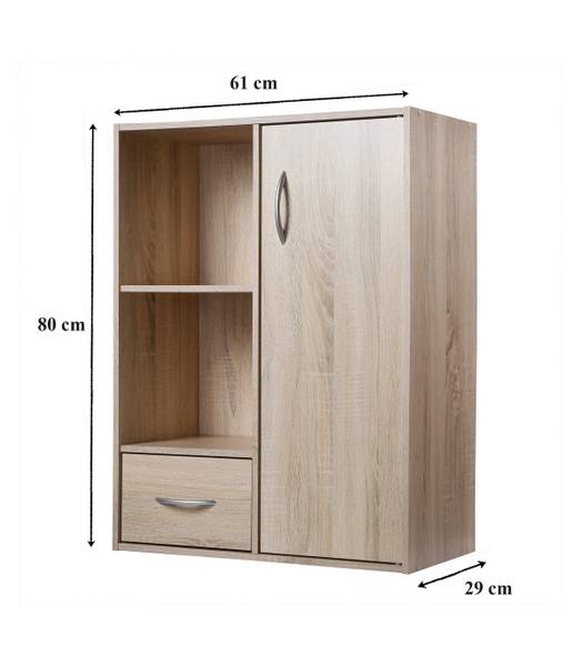 Schrank mit 2 Fächern 1 Schublade Eiche Hell Dekor