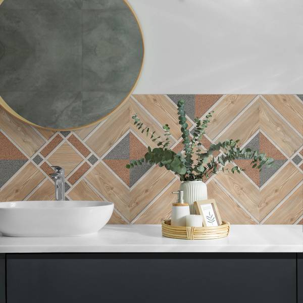 Fliesen Geo Holz 4er Set 50 x 50 cm