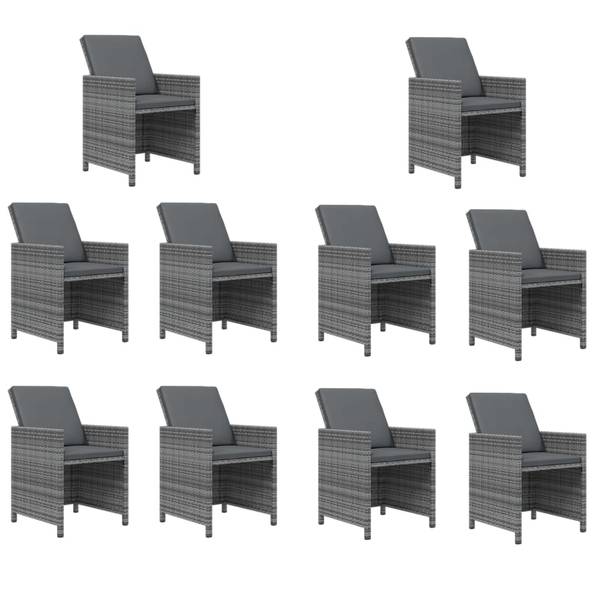 Tuinset 3001936-8 Set van 15 grijs - polyester - transparant glas - 107 x 74 x 275 cm