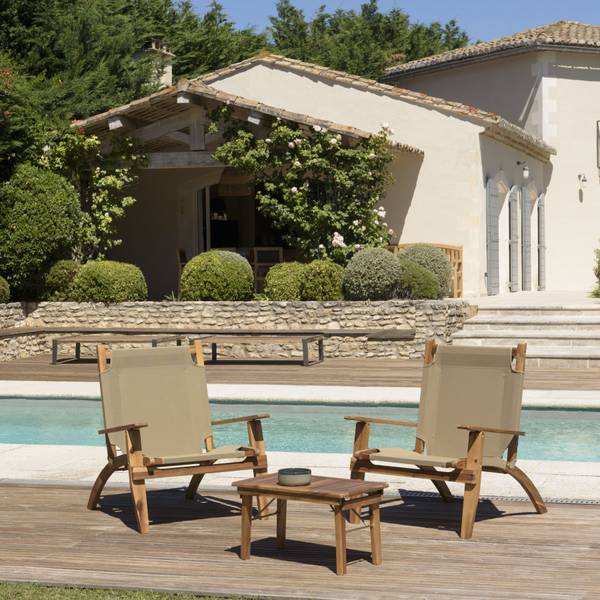 Salon de jardin en acacia 2 personnes Marron - Bois massif - 89 x 93 x 76 cm