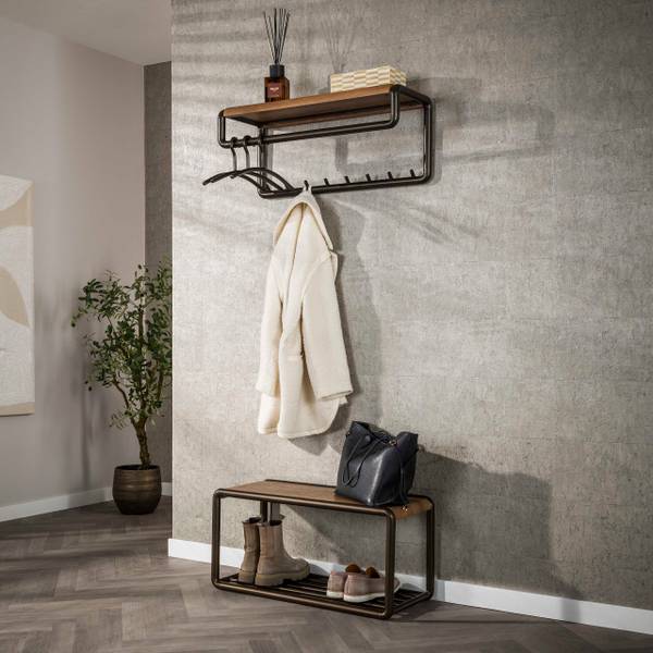 Kleiderablage LUNO Braun - Holz teilmassiv - 80 x 33 x 30 cm