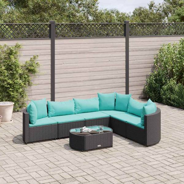 Garten-Lounge-Set 3043064-2 (7-teilig) Schwarz - Blau