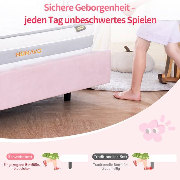 Kinderbett BDC01 mit LED Pink - Breite: 140 cm