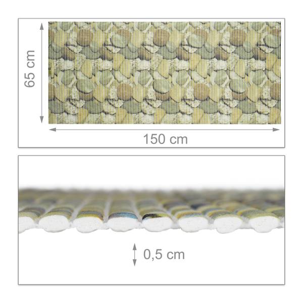 Tapis moelleux mousse Beige - Vert - Blanc - Profondeur : 150 cm