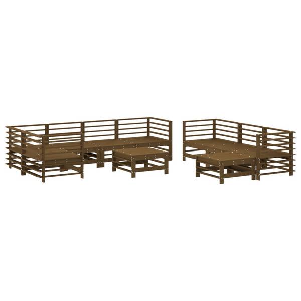Garten-Lounge-Set 3029390 (10-teilig) Braun - Polyester - Kiefer - 63 x 60 x 57 cm