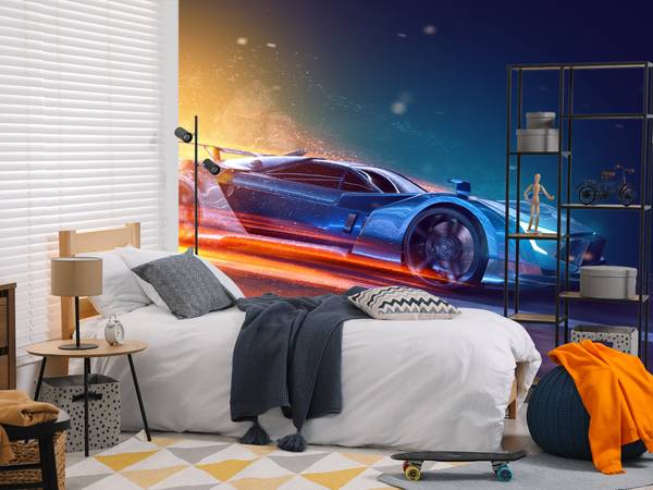 Fototapete Auto Sport Neon Rennfahrer 300 x 210 x 210 cm