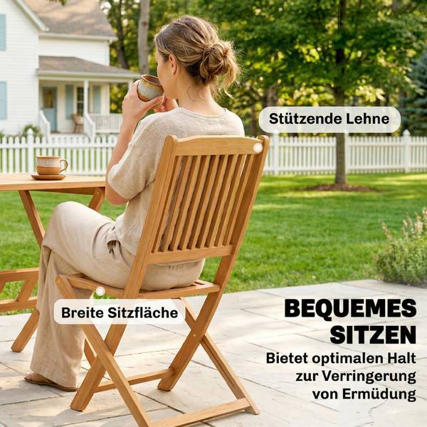 Outdoor Essgruppe 84K-054V90ND Braun - Akazie - 120 x 75 x 70 cm