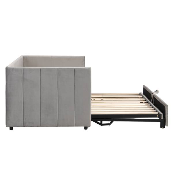 Schlafsofa Lina Grau - Samt - 183 x 74 x 213 cm