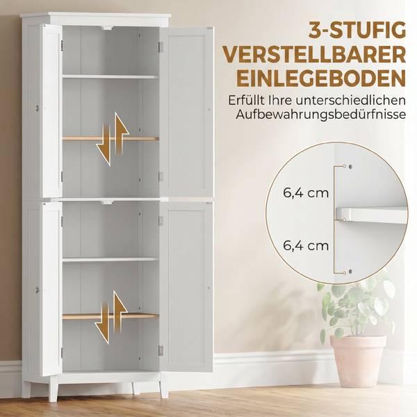 Badezimmerschrank 834-997V90WT Weiß - Holzwerkstoff - 30 x 170 x 60 cm