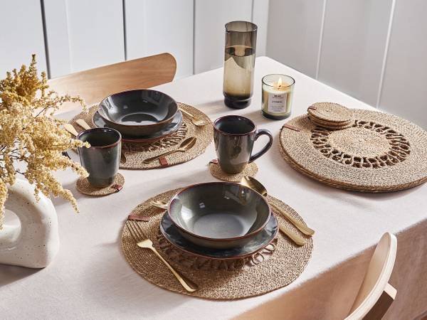 Sets de table et sous-verres PEPPERBERRY Bleu - Bambou - 35 x 1 x 35 cm