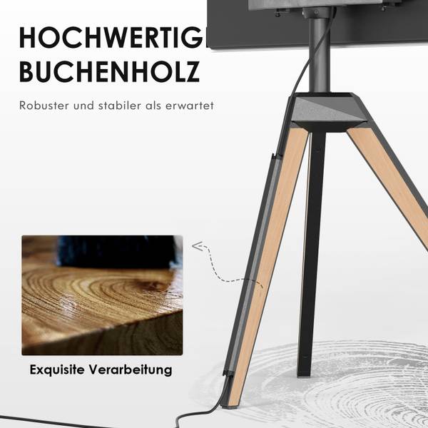 TV Ständer im Staffelei Design Braun - Metall - Massivholz - 52 x 134 x 94 cm