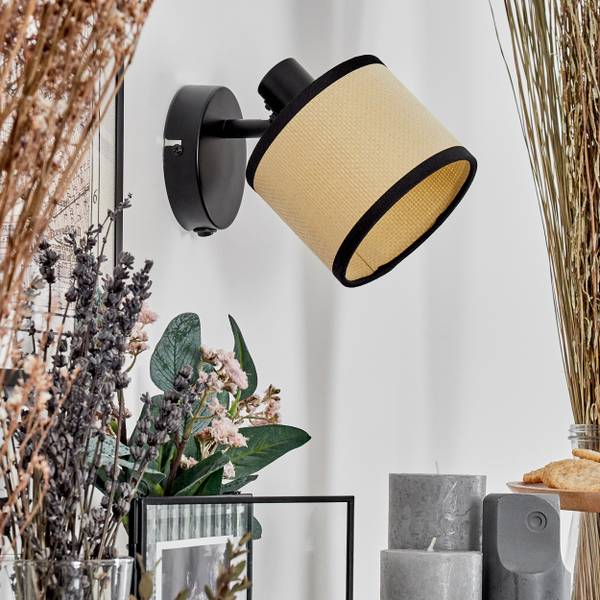Wandleuchte Tamarispa Beige - Schwarz - Metall - 13 x 12 x 13 cm