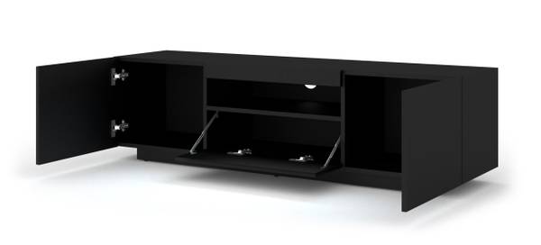 Fernsehtisch AURA 150x37x42 KEINE LED Esche Schwarz Dekor - Schwarz