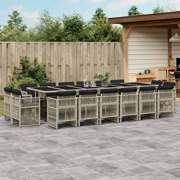 Garten-Essgruppe 3033278-5 17-teilig Beige - Grau - Polyrattan - 106 x 73 x 330 cm