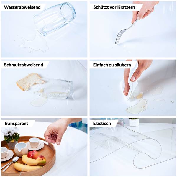 Tischdecke 2mm PVC gerade Schnittkate 85 x 85 cm