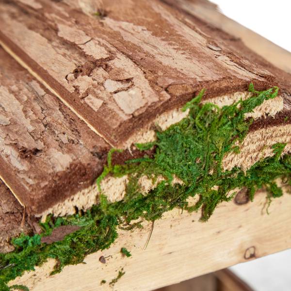 Vogelfutterhaus mit Rinde Braun - Holzwerkstoff - Kunststoff - 21 x 19 x 32 cm