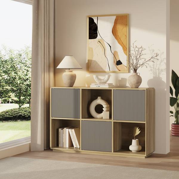 Buffet Trömi Marron - Gris - Bois manufacturé - 120 x 75 x 30 cm