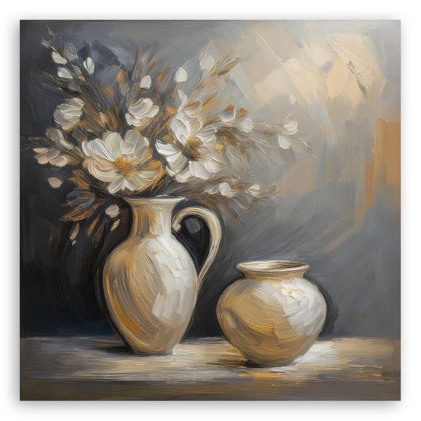 Wandbild vase blumen vintage 60 x 60 cm