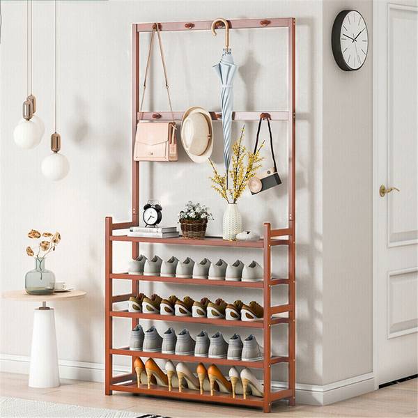 Étagère à chaussures Synergy Marron - Bois manufacturé - Bois massif - 25 x 184 x 69 cm