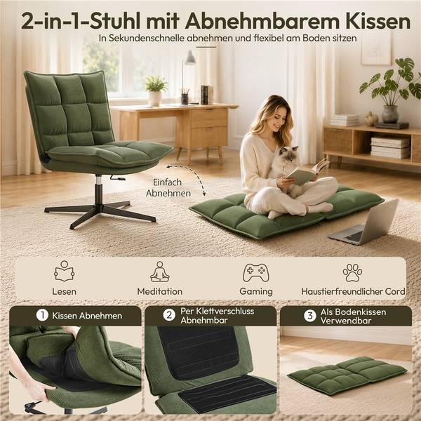 Bürostuhl ARL84 Grün - Metall - 76 x 107 x 88 cm