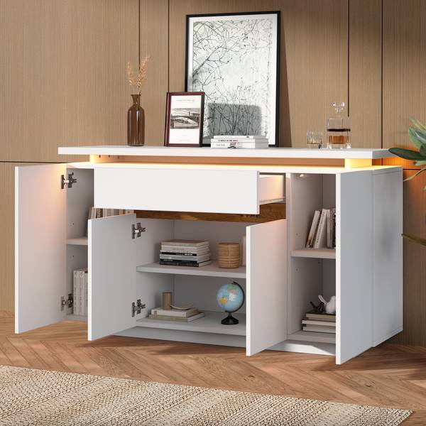 Sideboard GLOWLucy Ⅲ Weiß - Holzwerkstoff - 40 x 80 x 140 cm