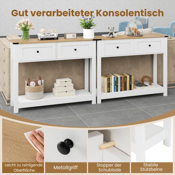 Konsolentisch VH34830 Weiß - Holzwerkstoff - 30 x 82 x 106 cm