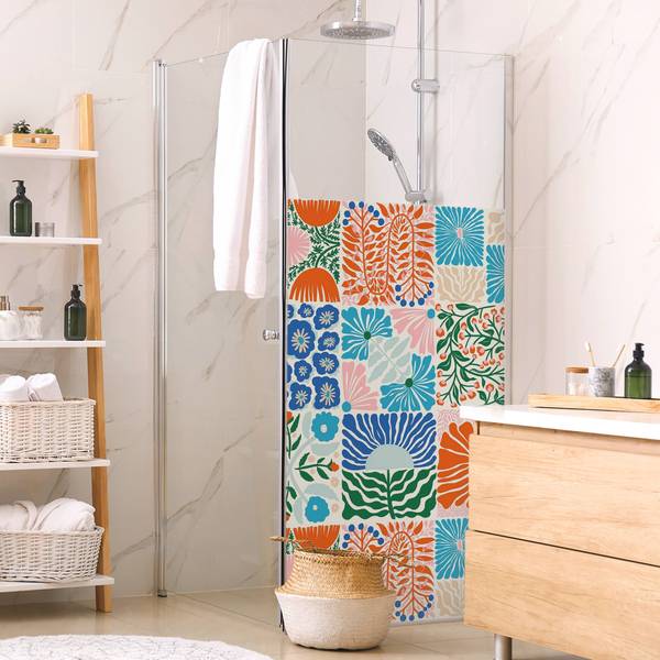 Dusch‑Sichtschutz Patchwork Blumenmuster 90 x 160 cm