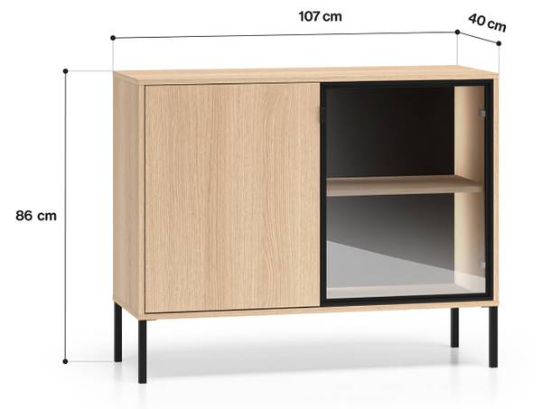 Sideboard BARNEE Schwarz - Braun - Eiche Dekor
